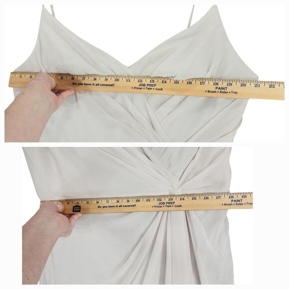 Morilee Bridesmaid Dress Gown sz 20 Women Chiffon Surplice Gathered Waist Silver - Picture 5 of 13